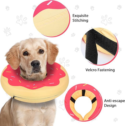 MIDOG Inflatable Dog Cone Alternative for After Surgery - Soft Protective Donut Collar Prevents Licking & Allows Eating, Comfortable Recovery E-Collar Alternative for Small Medium Large Dogs (Red,S)