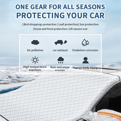 4-Layer Magnetic Windshield Cover for Car, 2026 Windshield Frost Protector Cover, Universal Magnetic Snow Cover with Side Window and Rearview Mirror Protector, for Most Cars, Suv, Truck (Sedan Fit *2)