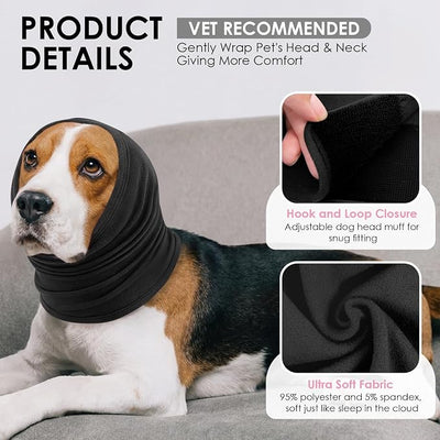 KOESON Dog Ear Wraps with Adjustable Hook & Loop, Soft No Shake Ear Wrap for Dogs Hematoma, Breathable Dog Ear Cover for Noise Protecion, Small Doggie Calming Hoodie for Thunder, Firework, Separation