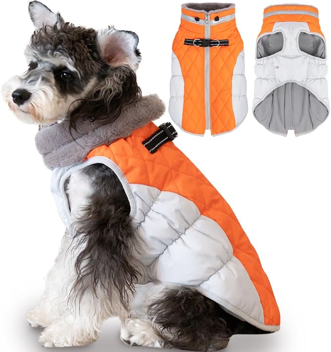 CuteBone Waterproof Thick Dog Winter Coat Doggie Jacket Warm Pet Clothes Comfortable Puffer Dog Vest for Small Medium Large Dogs with Harness Hole YRFN04L