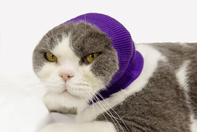 Cat Ear Wrap Noise Protection - Anxiety & Stress Relief Grooming Headband - Ear Wrap for Pets Purple S