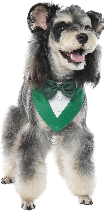FUAMEY Dog Tuxedo St.Patrick's for Large Dogs,Dog Formal Suit Dogs Attire Pet Bow Tie Puppy Party Costumes Cat Tux Outfits Pets Bandana Cosplay Adjustable Bowties St.Patrick's Day Green L