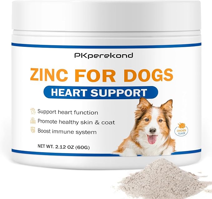 Zinc for Dogs, Heart Support Supplement for Dogs, Promote Heart Function, Healthy Skin and Coat, Strengthen Immune Function, Cellular Growth with Biotin, Selenium and Vitamins