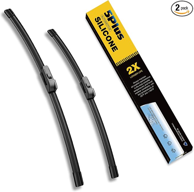 5 PLUS Premium Silicone Wiper Blades 26"+16" Front Windshield Wipers 2-PACK | 5 PLUS Wipers Fits 2024-2026 Chevy Trax, Waterproof Rain Wiping, Streak-Free Visibility, Long Lasting Harsh Weather Design