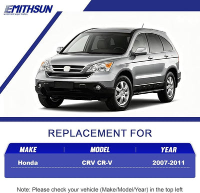 EMITHSUN® Windshield Wipers: Wiper Blades Replacement for Honda CRV CR-V 2007-2011 - Streak-Free & Quiet Visible Clarity While Driving - Exact Replacement for Honda Cars (3 Pack - 26"+16"+14")