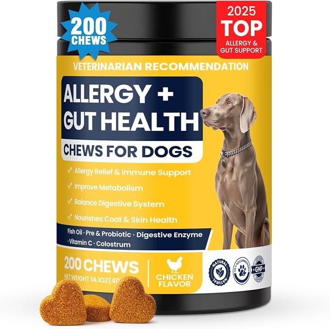 Dog Allergy Chews Probiotics for Dogs Yeast, Itchy Skin and Itchy Ears Itch Relief Immune Pre Probiotic Chews for Pet Digestive Gut Health Anti Itch Supplement for Itching and Licking Dogs Allergies