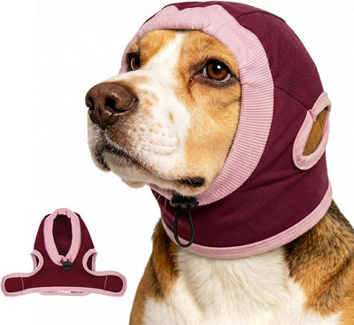 IECOii No Shake Dog Ear Wrap Hematoma for Anxious Dogs,Soft Breathable Ear Cover for Fireworks,Thunderstorms, Grooming & Travel,Adjustable Dog Ear Muffs for Small Medium Large Dogs(Red,S)