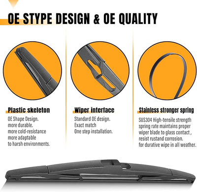 AUTOBOO 14 Inch Rear Wiper Blade Replacement for Ford Edge 2014-2007 Transit Connect 2018-2014,2007-2015 Lincoln MKX -BACK Windshield Wiper Blade -Original Factory Quality (Pack of 1)