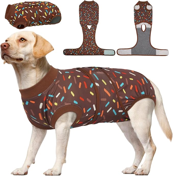 Dog Recovery Suit for Post-Surgery Care, Spay Neuter Bodysuit for Female & Male Dogs, Anti-Licking Surgical Onesie, Snug Fit for Abdominal Wound Protection & Skin Healing, Brown L