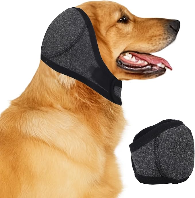 Dog Ears Cover, Adjustable Dog Ear Muffs Noise Protection Comfortable Quiet Dogs Calming Hood Ear Head Wrap Cups Shower Cap Pet Supplies for Bath Grooming Thunder Fireworks (S)