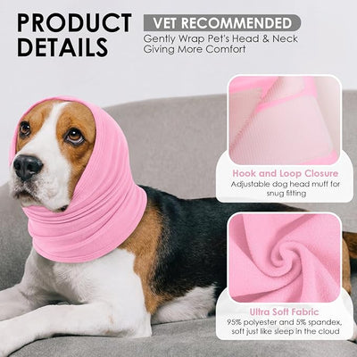 KOESON Dog Calming Hoodie for Large Breeds, Adjustable No Shake Ear Wraps for Dogs, Soft Dog Ear Muffs Noise Protecion, Pet Head, Ear & Neck Covers for Thunder, Firework, Separation Anxiety, Hematoma