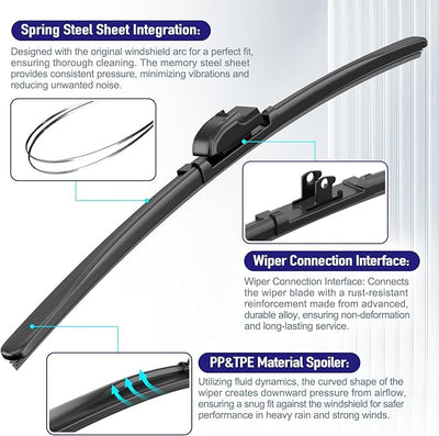 AJK Wiper Blades for Mazda 3 2014-2018 | 24"+18", OEM Quality, Front, 2-Piece