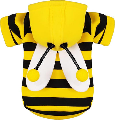 Adorable Bumblebee Halloween Costume Hoodie for Medium Dogs: Featuring Fun Wings and a Cozy Black and Yellow Sweatshirt Design, Perfect for Cosplay and Festive Celebrations! XXL