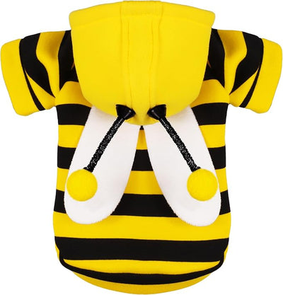 Adorable Bumblebee Halloween Costume Hoodie for Medium Dogs: Featuring Fun Wings and a Cozy Black and Yellow Sweatshirt Design, Perfect for Cosplay and Festive Celebrations! L