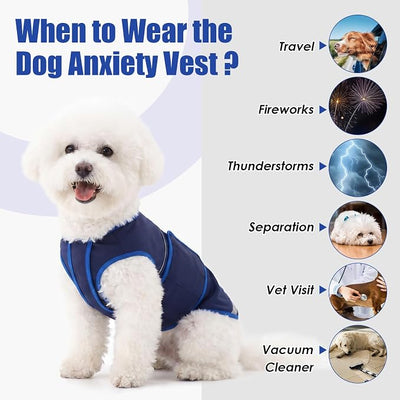IDOMIK Dog Anxiety Vest, Dog Thunder Jacket Anxiety Calming Vest | Dog Depression & Anxiety Relief,Adjustable,Reflective Strips,for Thunderstorms,Fireworks,Separation,Vet Visit & Grooming