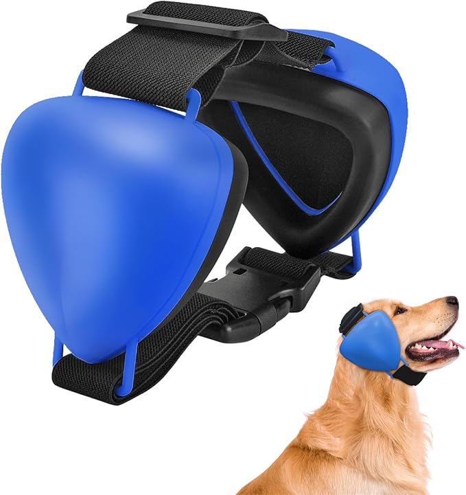 Dog Ear Muffs for Noise Protection, Comfort Dog Noise Cancelling Ear Muffs with Fast Snap Lock for Fireworks, Thunder, Vacuums(Blue,L)