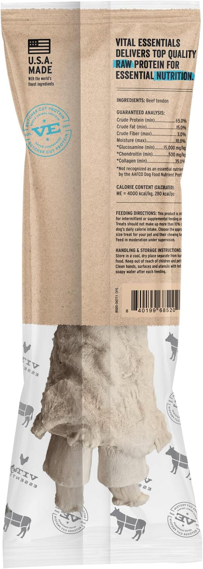 Vital Essentials Freeze-Dried Raw Beef Tendon Dog Treat & Long-Lasting Natural Chew, 1-Pack | Single Ingredient Dog Treat for Aggressive Chewers | Made in USA
