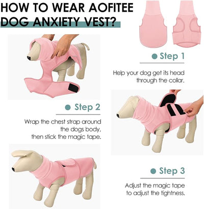 AOFITEE Dog Anxiety Calming Hoodie, Thunder Jacket for Dogs Anxiety, Breathable Calming Shirt for Fireworks, Thunder, Travel, Separation, Pet Hoodies for Noise Block & Ear Protection, XS