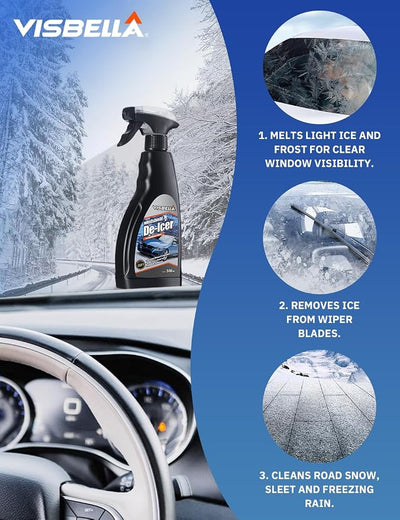 Visbella De-Icer Spray for Windshield & Wipers Extreme Winter Protection Melts Ice & Frost Fast Prevents Refreeze (-113℉, 16.9 Fl.Oz.)