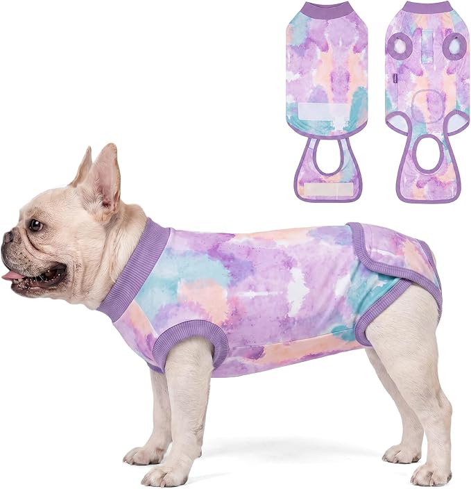cyeollo Dog Surgery Recovery Suit, Breathable Surgical Suit for Dogs Female Male After Spayed Neuter, Anti-Lick Dog Onesie Body Suits for Wounds Protection, Soft Cone Alternative, Tie Dye S