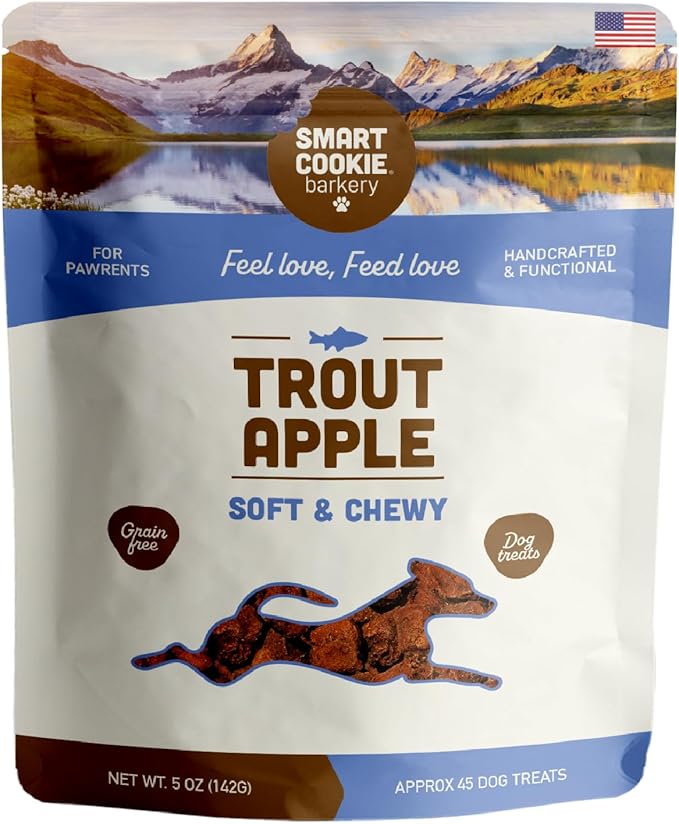 Smart Cookie Healthy Soft Dog Treats - Trout & Apple - Grain Free Limited Ingredient Training Treats for Dogs with Sensitive Stomach & Allergies, Natural Novel Protein, Made in the USA (5oz.)
