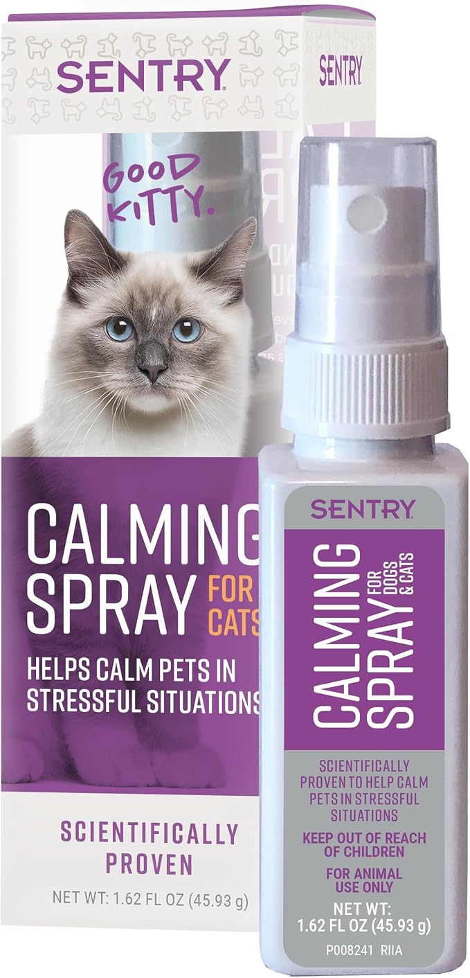 PET Care Calming Spray for Cats, Uses Pheromones to Reduce Stress, Easy Spray Application, Helps Cats with Separation, Travel, Loud Noises, and Anxiety, Packaging May Vary