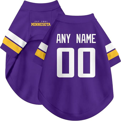 Minnesota Dog Clothes Jersey Style Personalized Pet T Shirt with Custom Name Number for Small Medium Large Dogs