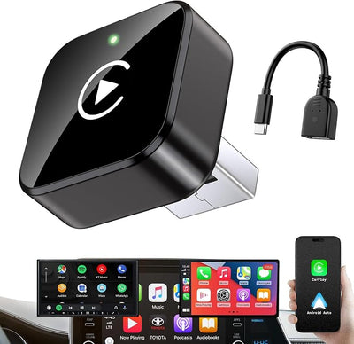 iGENJUN Wireless CarPlay Adapter 2026 Upgrade Mini Design, USB/USB-C Plug & Play Converts CarPlay to Wireless - Easy Use Fast Stable Connection Car Play for iPhone & Android