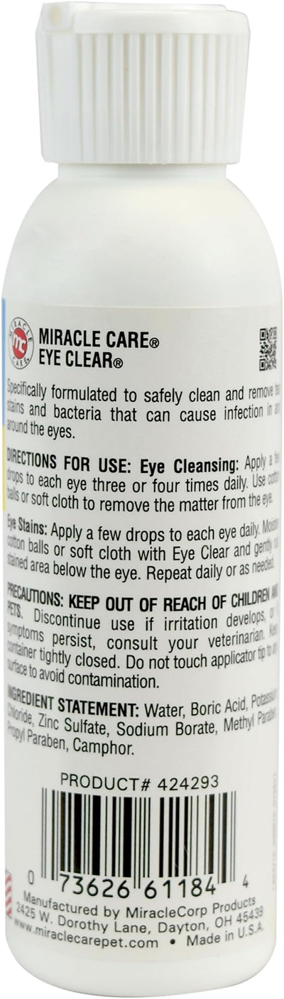 Miracle Care Eye Clear for Dogs and Cats, 4 Ounce, Non Stinging Eye Drops to Remove Tear Stains and Debris