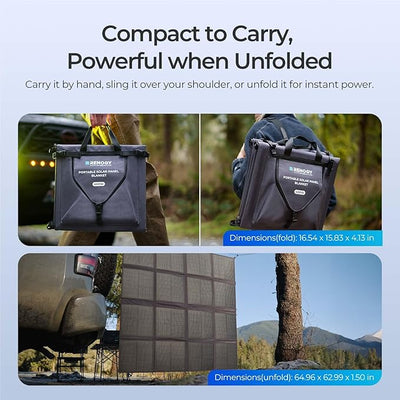RENOGY REGO 400W Portable Solar Panel, Renogy Solar Blanket N-Type Foldable Solar Panel, 25% High Efficiency, Lightweight Solar Panel Charger for Camping, RV, Marine, SUV, Off Grid Applications