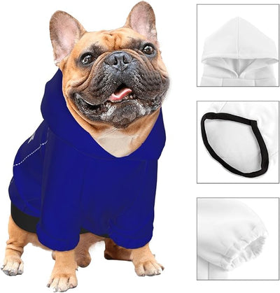 Personalized Dog Hoodie, Custom Dog Costumes for Small Dogs, Holiday Happy Dog Clothes Football Pet Shirt Sweater with Name Number for Girl/Boy Cats/Kitten, Blue, M