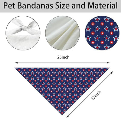 Patriotic Star Dog Bandana, 4th of July Pet Triangle Scarf for Parade BBQ Party Outfit, Red White Blue Neckerchief for Small Medium Dogs, Independence Day Puppy Gift