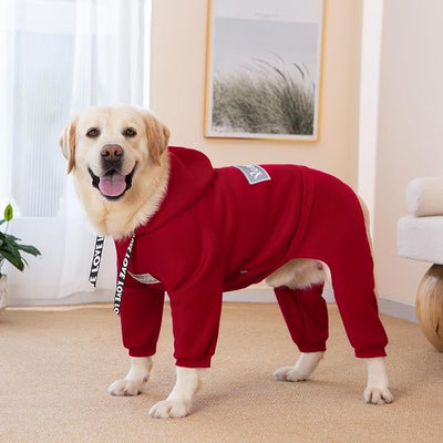 Dog Hoodies Winter Coat for Large Medium Dogs, Pullover 10 Legs Warm Coat Hooded Sweatshirt, Fleece Hoodie for Cold Weather (Red, 6X-Large)