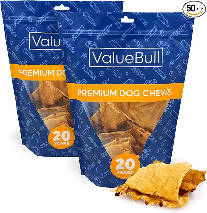 ValueBull USA Rawhide Chips, Chicken Infused, 50 Count - Natural & Safe, USA Beef Hide, Long Lasting, Chemical Free, No Artificial Flavors