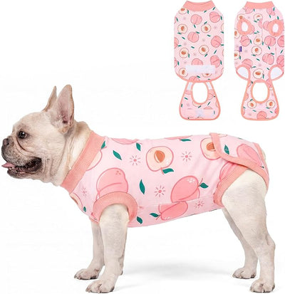 cyeollo Dog Surgery Recovery Suit, Soft Dog Onesie, E-Collar & Cone Alternative, Spay Neuter Suit for Male Female Dogs, Anti-Licking Wound Surgical Clothes, Comfy Body Suit for Small Dogs, Peach XS