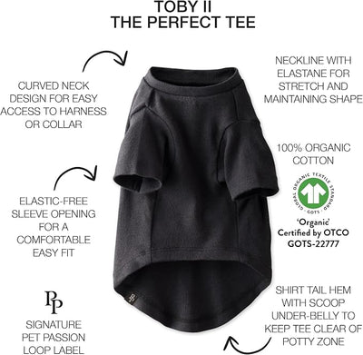 Pet Passion Toby II - The Perfect Tee, 3 Pack Short Sleeve Pet T-Shirt 100% Organic Cotton Tees Clothes for Small, Medium, Large Dogs, Gray Ombre, X-Small (5-12 lbs)