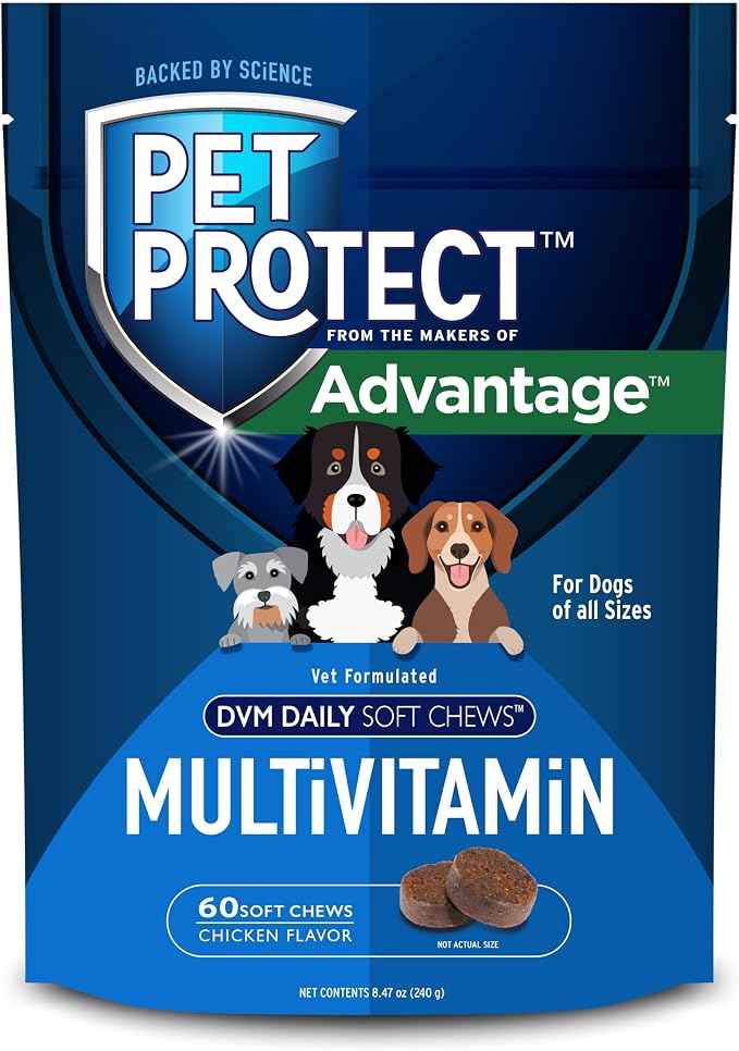Dog Multivitamin, Vet-Formulated DVM Daily Soft Chews, Supports Ongoing Health & Wellness, Chicken-Flavor (60 Count)