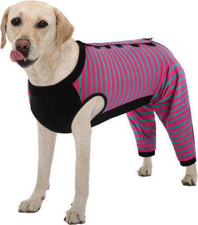 Kuoser Dog Recovery Suit with Anti Licking Rear Leg Sleeve, Rose XL | Abdominal Dog Surgical Suit with Pants Cover Protect Wounds, Dogs Elbow Protector Soft Pet Surgery Onesie Cone Alternative