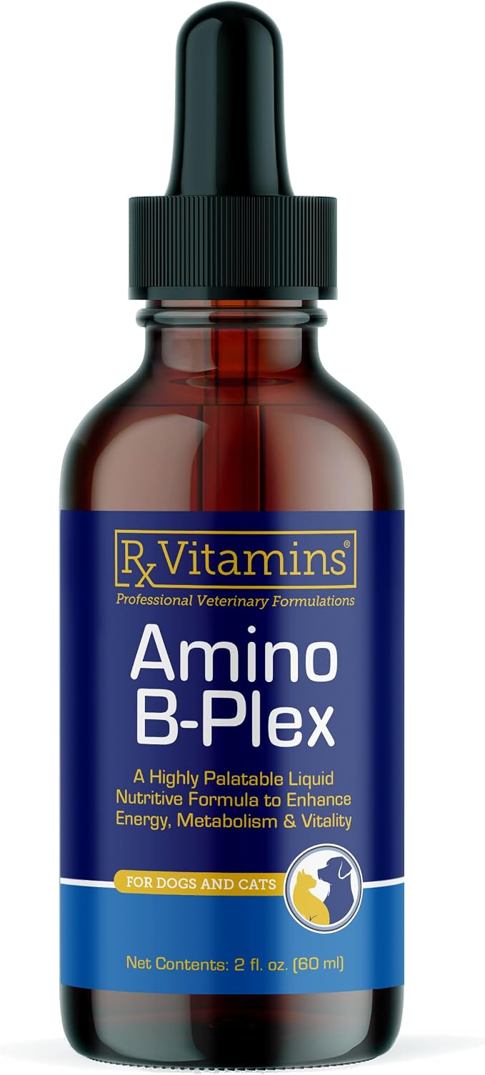 Amino B Plex Cat & Dog Supplement - Vitamin B Complex Liquid Plus Amino Acids for Dogs & Cats - Appetite Booster and Weight Gainer Cat & Dog Vitamins - 2 oz