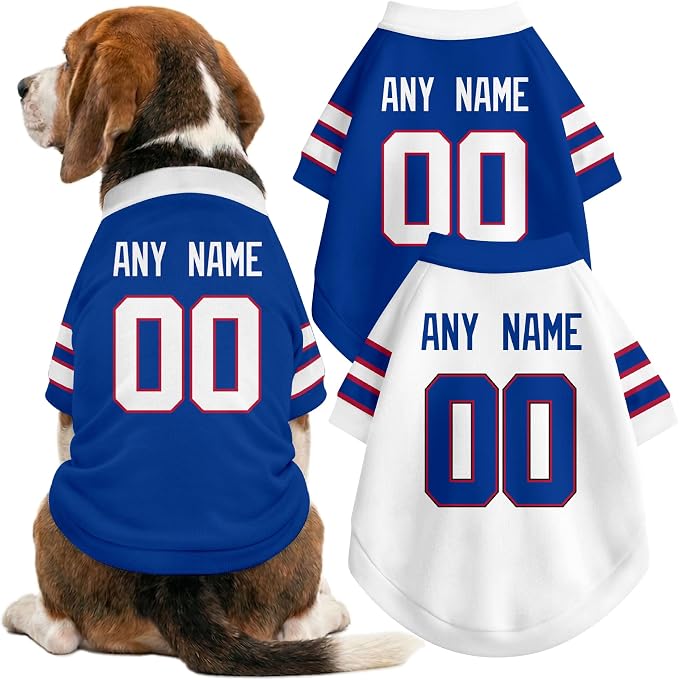 Buffalo Dog Clothes Jersey Style Personalized Pet T Shirt with Custom Name Number for Small Medium Large Dogs