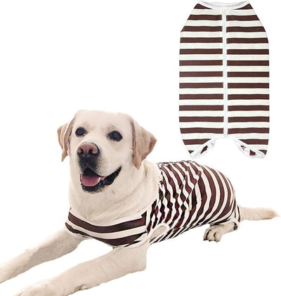 Dog’s Recovery Suit Post Surgery Shirt for Female Male Dog, E-Collar Alternative Wound Protective Clothes (Brwon white-2xl)