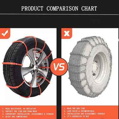 2025 Reusable Anti Skid Snow Tire Chains Car Winter Wheels Chain Universal Cable Tire Belts,10 Pack Orange Non-Slip Zip Tie Tires Chain Emergency for Auto Pickup Trucks Suv