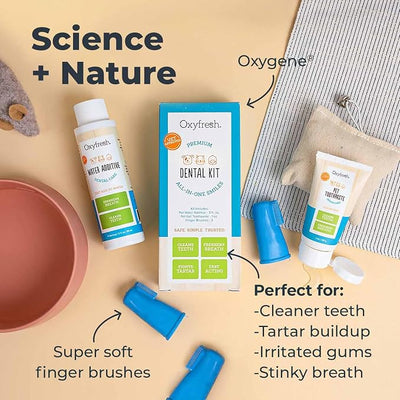 Oxyfresh Premium Pet Dental Kit for Dogs & Cats – Easiest Breath Freshener & Teeth Cleaning Solution for Fresh Breath, Clean Teeth, Plaque & Tartar Control – 1oz Toothpaste + 3oz Water Additive