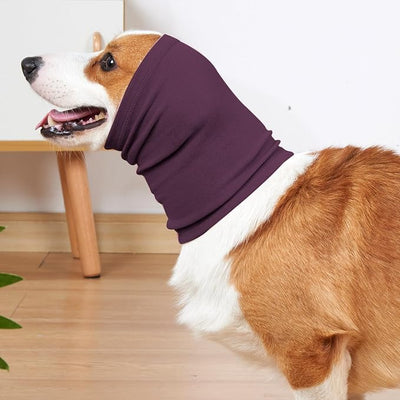 No Shake Ear Wraps for Dogs,Soft Dog Calming Hoodie Dog Ear Cover Ear Muffs for Anxiety,Grooming,Bathing,Swim,Noise Protection Quiet Ear for Dogs,Purple S
