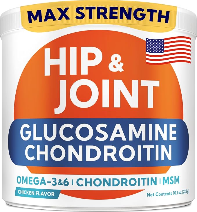 Glucosamine for Dogs Hip & Joint Supplement - Chondroitin, Omega-3, MSM - Joint Health & Pain Relief - Senior & Large Dogs - Made in USA - 120Ct