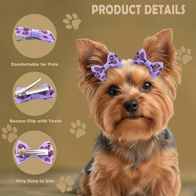QingHan Dog Hair Bows Small Puppy Bowknot Clips for Pet Grooming Accessories Doggy Gifts 100Pcs (50 Pairs)