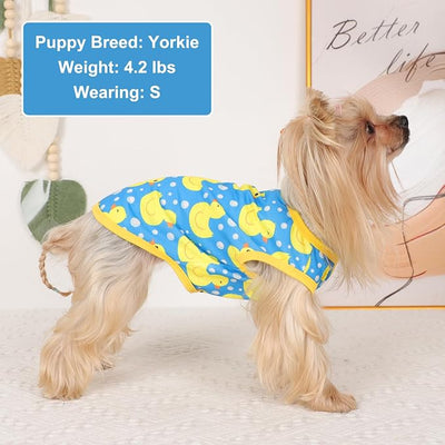Dog Shirt Vest Dog Clothes for Small Dogs Boy Girl Stretchy Summer Puppy T-Shirts Soft Breathable Lightweight Puppy Sweatshirt Pet Cat Outfit (Blue Duck, Medium)