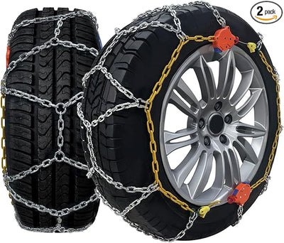 232605 Adjustable Snow Tire Chains for Light Truck, SUV, Cars, Pickups, 2 Pack Anti-slip Snow Chains for Pickup Trucks Winter Tire Chains 225 235 255 265 275 - Series 232605