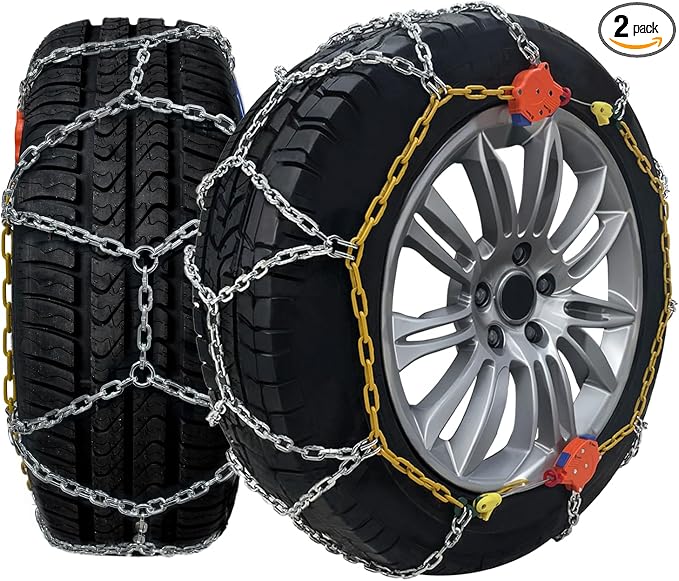232605 Adjustable Snow Tire Chains for Light Truck, SUV, Cars, Pickups, 2 Pack Anti-slip Snow Chains for Pickup Trucks Winter Tire Chains 225 235 255 265 275 - Series 232605