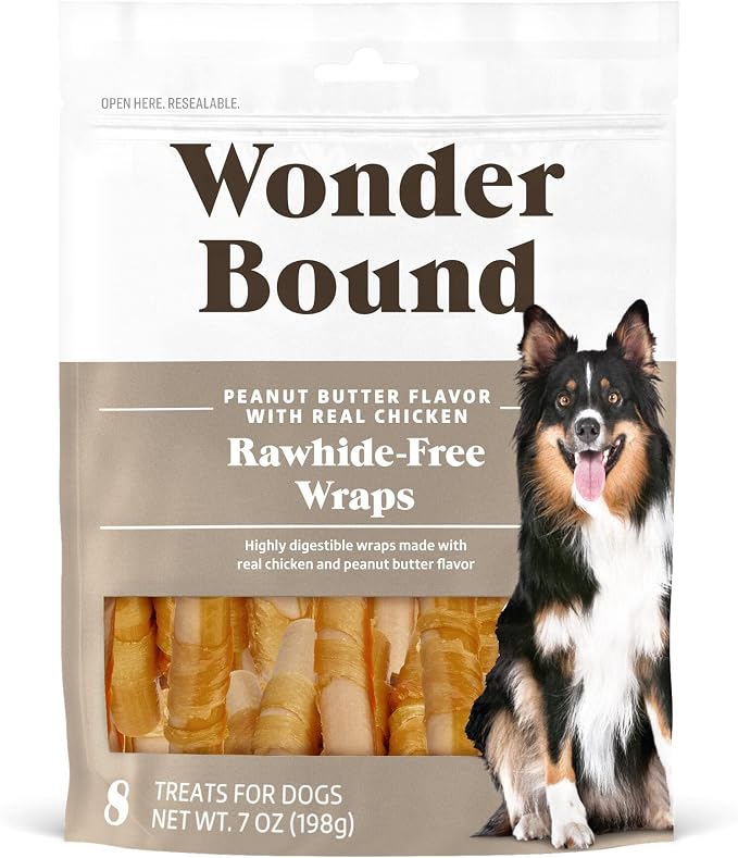 Chicken Wrapped Medium Sticks, Peanut Butter Flavor - 8 Count - Rawhide-Free Dog Treats, Dental Health Chews for Plaque & Tartar Control, Easy to Digest, Long-Lasting